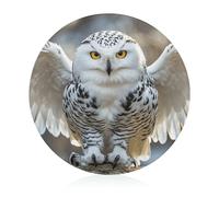 Snow Owl Tempered Glass Cutting Board Stylish Non-Slip Round Chopping Boards Easy to Clean Cutting Board Small Scratch Flexible Butcher Block for Countertop Decor
