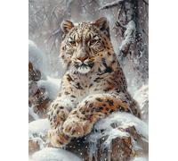 Snow Paint by Numbers Leopard Paint by Numbers for Children Beginners, DIY Crafts for Adults Paint by Numbers Canvas, Oil Painting with Brushes and Acrylic Pigmen, Wall Art Decor Gifts 50x70cm