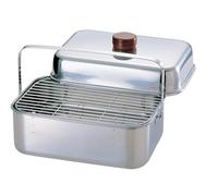 Snow Peak Compact Smoker, Silver, two-tier compact and portable BBQ smoker for fire and outdoor cooking