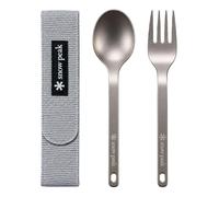 Snow Peak Fork and Spoon Set, SCT-002, Japanese Titanium, Ultralight, Compact for Camping, Backpacking, Daily Use, Made in Japan, Lifetime Product Guarantee, Silver, One Size