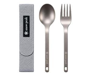 Snow Peak Fork and Spoon Set, SCT-002, Japanese Titanium, Ultralight, Compact for Camping, Backpacking, Daily Use, Made in Japan, Lifetime Product Guarantee, Silver, One Size