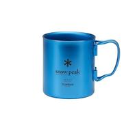 Snow Peak Titanium Double Walled Mug 450ml, Blue, Ultralight Japanese Titanium mug for camping & outdoors