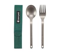 Snow Peak | Titanium Fork & Spoon Set | Titanium Cutlery | Green One Size