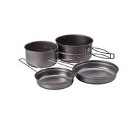 Snow Peak Multi Compact Cook Set, Japanese Titanium, Ultralight and Compact for Camping and Backpacking, Made in Japan, Lifetime Product Guarantee, Silver,15x7.5cm | 12.5x7cm | 15x3cm | 13x3cm
