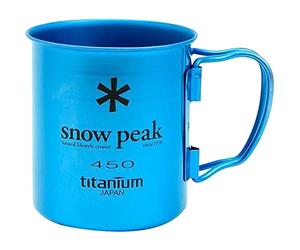 Snow Peak Titanium Ti-Single Wall 450ml Cup/Mug, for Camping/Backpacking, Blue