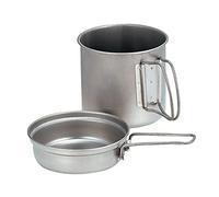 Snow Peak Trek 900 Titanium Cookset, Ultralight stackable camping cook set with 900ml pot and lid convertible to pan or bowl, foldable handles with mesh carry sack, suitable for camping and outdoors