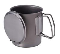 Snow Peak Trek Titanium Cookset, Ultralight stackable camping cook set with pot and lid convertible to pan, foldable handles with mesh carry sack, suitable for camping and outdoors