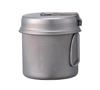 Snow Peak Trek Titanium Cookset, Ultralight stackable camping cook set with pot and lid convertible to pan, foldable handles with mesh carry sack, suitable for camping and outdoors