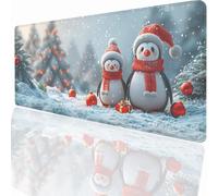 Snow Penguin Mouse Mat 59.4 x 31.7inch Large Gaming Mouse Pad Desk Mat Stitched Edges, Non Slip Rubber Base, Waterproof Surface, Computer Accessories for Home Office Decor Gift LMDT15201