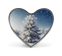 Snow Pine Tree Christmas Badges Heart with Button Design, Personalized Picture Pin Brooches, Heart Badge Holders for Decorate Hat Shirt Clothing Bag Accessories