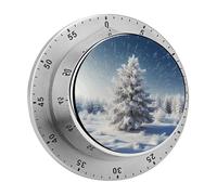 Snow Pine Tree Christmas Timer for Cooking, Kitchen Timer Magnetic No Batteries Required, Mechanical Timer with Loud Alarm, for Fitness Baking Exercise Oven