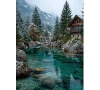 Snow Scene 5D Diamond Art Kits Adults, Diamond Painting for Beginners Tree, DIY Full Drill Crystal Art Pictures, Cross Stitch Embroidery Crafts Kits for Adults, Autumn Decorations, 24x36in 2-8783