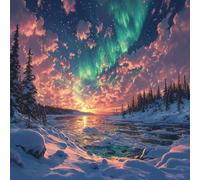 Snow Scene 5D Diamond Art Kits, Starry Sky Diamond Art for Beginners Adults, DIY Cross Stitch Embroidery Crafts Pictures, DIY Round Full Drill Crystal Kits, for Home Wall Decor, Gifts, 20x20in 1-2450