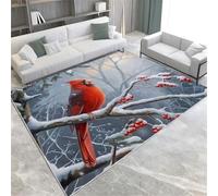 Snow Scene Area Rugs Animal Cardinal Washable Rug Non-Slip Soft Accent Carpet For Living Room Bedroom Home Office Kitchen Decor,