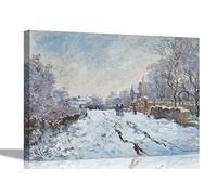 Snow Scene at Argenteuil by Claude Monet Canvas Prints Wall Art Pictures Framed Hanging Artwork Livingroom Landscape Large 76 x 50cm (30 x 20 inches)