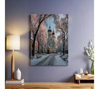 Snow Scene Canvas Wall Art Russian street architecture 50 x 40 cm Framed Print Poster Gallery Wrapped Modern Painting Ready to Hang for Living Room Home