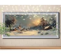 Snow Scene,Church Diamond Painting Kits,5D DIY Diamond Art Kits for Adults,Full Drill Gem Embroidery Arts Crafts Painting Pictures by Numbers 60x120cm,Diamond Art for Kids Gifts Home Decor 58Y-6638