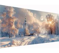 Snow Scene Diamond Art Kits Adults, Large 56x28 Inch 5D Diamond Painting for Beginners Moon, DIY Full Drill Cross Stitch Embroidery Crystal Art, Crafts and Painting for Home Wall Decor Gifts J-6153