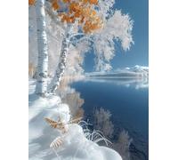 Snow Scene Diamond Art Kits Adults, Plant Diamond Painting, Crystal Art Kits for Adults, DIY Round Full Drill Embroidery Cross Stitch Canvas Painting Crafts Pictures, Home Wall Decor, 40x50cm Q-6602