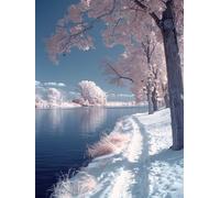 Snow Scene Diamond Art Kits Adults, Tree Diamond Painting, Crystal Art Kits for Adults, DIY Round Full Drill Embroidery Cross Stitch Canvas Painting Crafts Pictures, Home Wall Decor, 40x50cm 3-6923