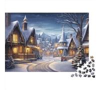 Snow Scene Jigsaw Puzzle for Adults Fun 1000 Piece Winter Themes Toy Intellectual Game Stress Relief Toy Education Game Home Decoration Premium & Durable (1000pcs (75x50cm))