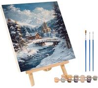 Snow Scene Paint by Numbers for Adults with Frame, Landscape Paint by Numbers Kits, DIY Color Acrylic Pigment Drawing Crafts with Paints and Brushes, Room Decor, Gifts for Women 40x52in 8-8206
