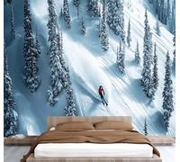 Snow Scene Photo Wallpaper for Bedroom Forest Natural Scenery 3D Small Wall Mural, Removable Peel and Stick Self-Adhesive Wall Decal for Boys Girls Living Room Office Decor 118"x 83" U-37