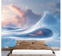 Snow Scene Photo Wallpaper for Bedroom Mountains Sky Arctic 3D Small Wall Mural, Removable Peel and Stick Self-Adhesive Wall Decal for Boys Girls Living Room Office Decor 79"x 55" U-25