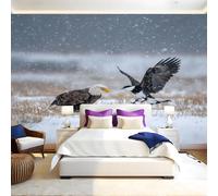 Snow Scene Wall Mural Bird Eagle Photo Poster Mural Wallpaper Non-Woven Premium Art Print Living Room Bedroom Nursery TV Background Home Decor 300 x 210cm