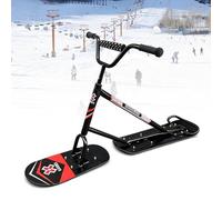 Snow Scooter for Adults & Beginners, 360° Rotating Rear Skis for Agile Control, Reinforced Aluminum Frame, All-Terrain Dual Ski Design for Snow Parks, Backyard Hills & Ski Slopes Black
