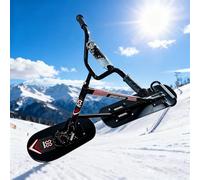 Snow Scooter for Adults & Teens | Upgraded 360° Rotating Rear Ski | Reinforced Aluminum Frame | All-Terrain Sled for Backcountry Trails, Groomed Slopes & Off-Road Snow Adventure Black