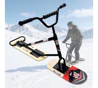 Snow Scooter Runners With Full Rotation - Built With Lightweight Aluminum & Durable Maple Deck, Holds Up To 150kg, Ideal For Adult And Teen Fun On Groomed Paths Or Backcountry Snow Naturalwood