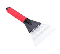 Snow Scraper Windshield Ice Shovel for Car with Rubber Sleeve | Plastic and Rubber Construction, Glides Smoothly across Glass, Non-Slip Handling, Red Finish for Mirrors, Winter Driveway