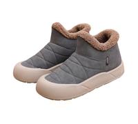 Snow Shoes for Women Trekking Boots Women Comfortable Classic Water Resistant Shoes Thick Bottom Bread Winter Fleece Lined Thick Warm Booties Fashion Cotton Booties Lazy Cotton Biker(Grey, 6)