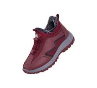 Snow Shoes for Women Winter Warm Fur Lined Boots Wide Fit Slip On Short Booties Comfortable Sports Shoes Anti Slip Waterproof Sneakers Outdoor Walking Boots for Hiking Camping Climbing Running Red