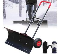 Snow Shovel for Driveway - 360° Adjustable Snow Removal Tool with Anti-Slip Wheels, 42cm Shovel Head for Efficient Ice and Snow Clearing on Driveways & Walkways