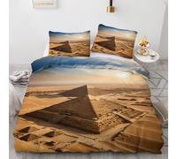 Snow Single Duvet Cover Sets Pyramid Egypt Bedding Set 3 Pieces - 110gsm Soft Brushed Microfiber Quilt Cover, Bed Set with 2 Pillowcases 50x75 cm, Zipper Closure -Kg3207
