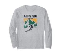 Snow Ski Skiing Vintage Alps High Altitude Vertical Descent Long Sleeve T-Shirt