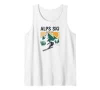 Snow Ski Skiing Vintage Alps High Altitude Vertical Descent Tank Top
