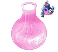 Snow Sled Board with Handle, Kids Plastic Snow Sledge, Disc Child Skiboard, Snowboard Sleds for Children Winter Outdoor Toys Play on Ice, Grass and Sand (Pink-1)