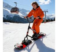 Snow Sled for Adults & Teens | Ergonomic Grip & Stable Dual Ski | 360° Rotating Rear Skis for Agile Turns | Reinforced Aluminum Frame & Maple Wood Deck for All-Terrain