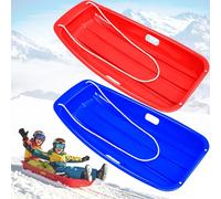 Snow Sledge for Kids & Adults - 35" Heavy Duty Downhill Sledge for 1-2 Person with 2 Handles and Pull Ropes, Ultimate Gift for Kids Outdoor Winter