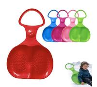 Snow Sleds Board Plastic Snow Slider,Bum Seat Sledge for Kids,Heavy Duty Outdoor Snow Saucer Sled,Plastic Disc Beach Downhill,Winter Outdoor Sports SnowBoat Sledge,Toddlers Stable Sleigh (Red)