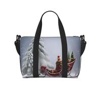 Snow Sleigh Xmas Tree Printed Travel Duffel Bag for Women Men - Weekend Overnight Bags with Adjustable Shoulder Strap and Handle