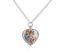 Snow Tiger Mama And Little Personalized Pet Urn Necklace Keepsake Urn Pendant Cremation Jewelry Gifts for Dog Cat Lover