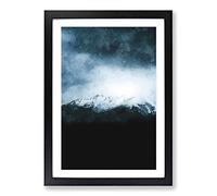 Snow Topped Mountain Painting Framed Print | A2 Black Framed Wall Art | Ready to Hang | Modern Landscape Picture | Living Room Bedroom Lounge Office