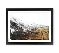 Snow Topped Mountains In Iceland Painting Modern Art Framed Wall Art Print, Ready to Hang Picture for Living Room Bedroom Home Office Décor, Black A3 (46 x 34 cm)