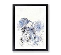 Snow Topped Mountains Watercolour Modern Framed Wall Art Print, Ready to Hang Picture for Living Room Bedroom Home Office Décor, Black A2 (64 x 46 cm)
