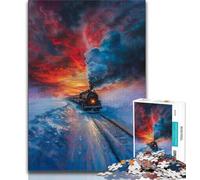 Snow Train Sunset 1000 Piece Jigsaw Puzzles for Adults Gifts,Decompressing Intellectual Educational Toy Birthday Present,Gifts,Wall Art 50x75cm