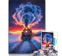 Snow Train Sunset Puzzles 1000 Pieces for Teenagers,Help The Brain Exercise Addictive Toys to Cultivate Patience Parent-child Interaction (75x50cm)